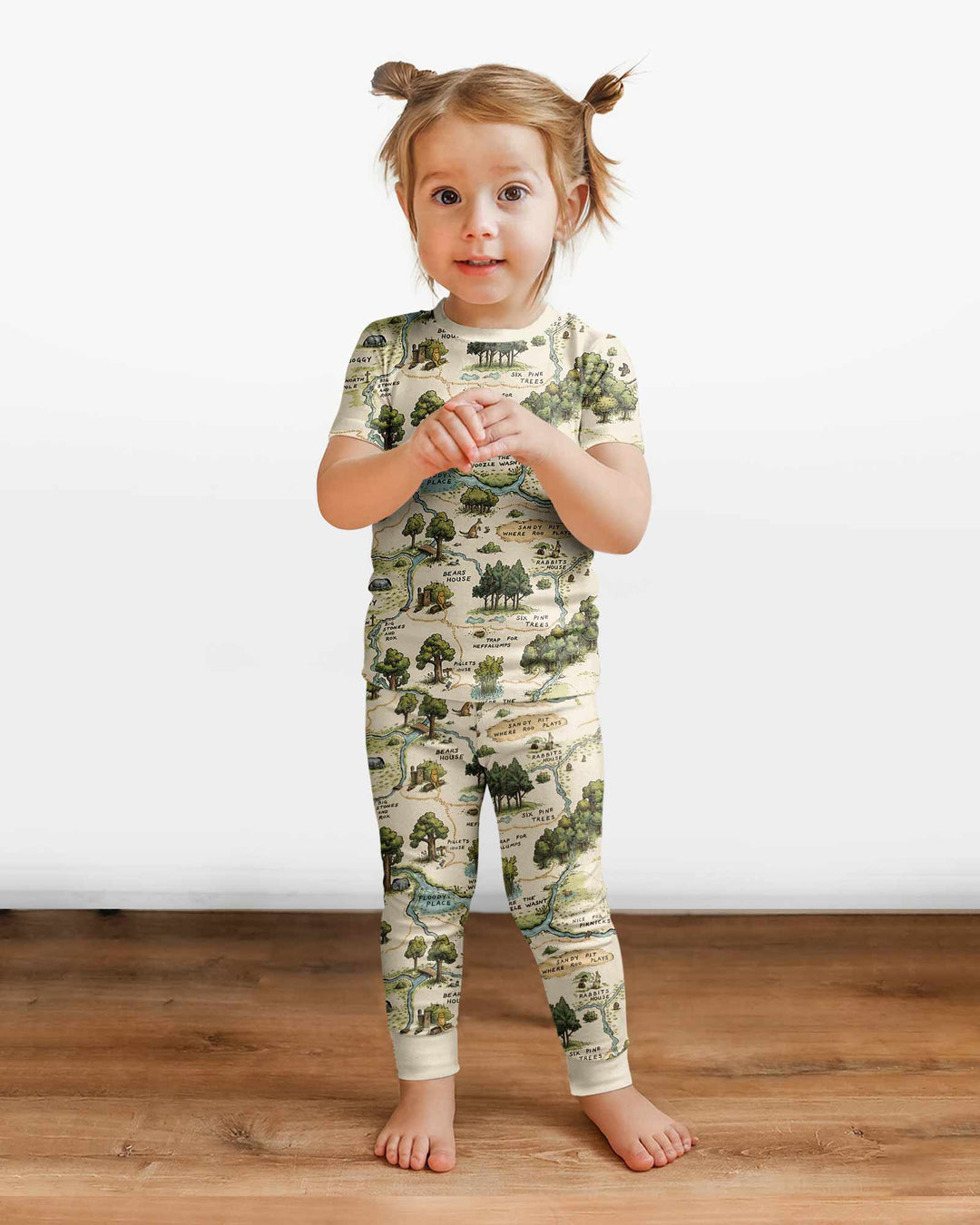 Classic Bear Maps Bamboo Two Piece Short Sleeve Pajama Set