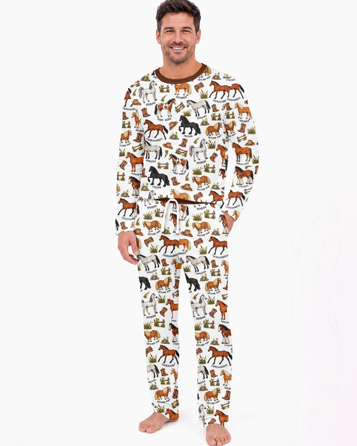 Types Of Horses Bamboo Men's Pajama Set