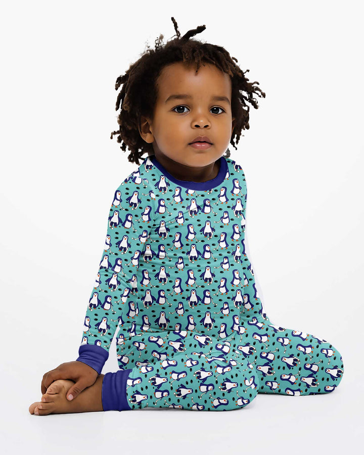 Penguin Hockey Bamboo Two Piece Long Sleeve Pajama Set