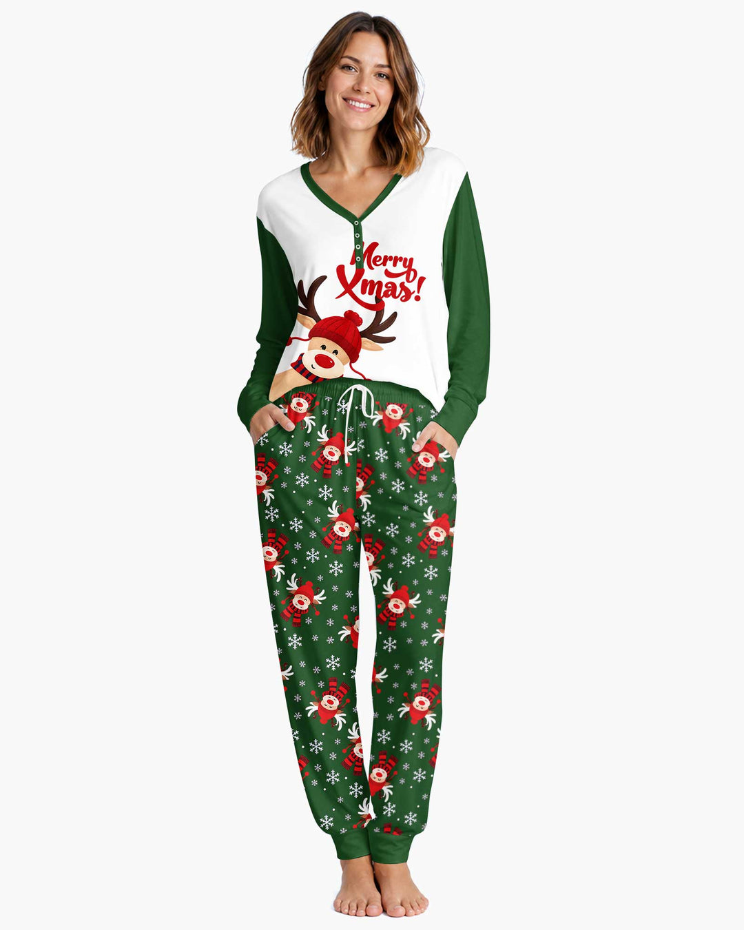 Merry Reindeer Nights Bamboo Women Pajama Set