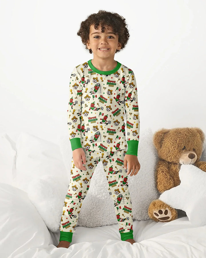 Zweiteiliges Langarm-Pyjama-Set mit Sommerfrüchten