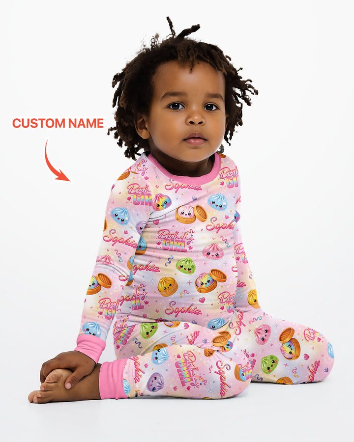 Zweiteiliges Langarm-Pyjama-Set mit Sommerfrüchten
