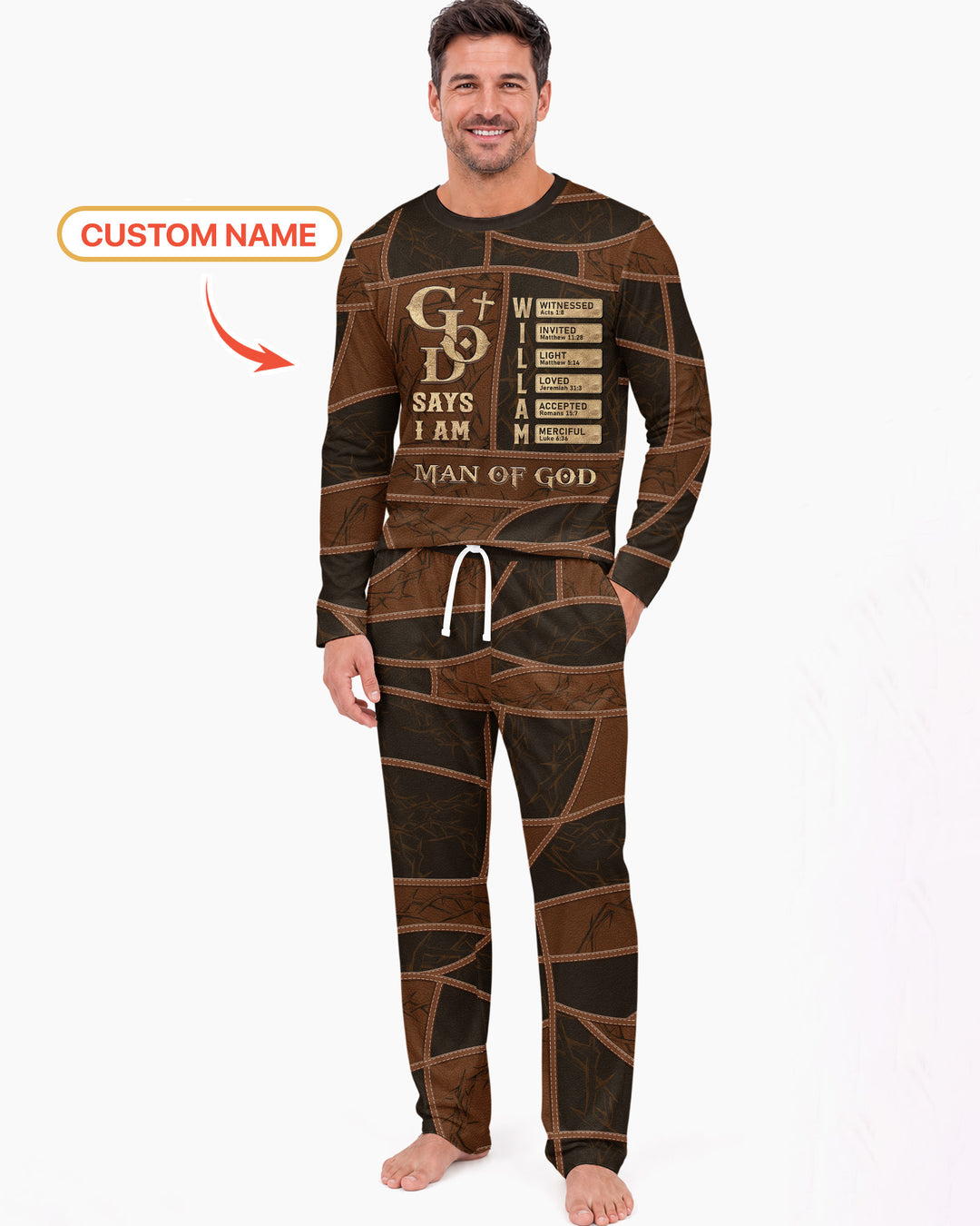 Personalized God Says I Am Letter In Bible Bamboo Men's Pajama Set