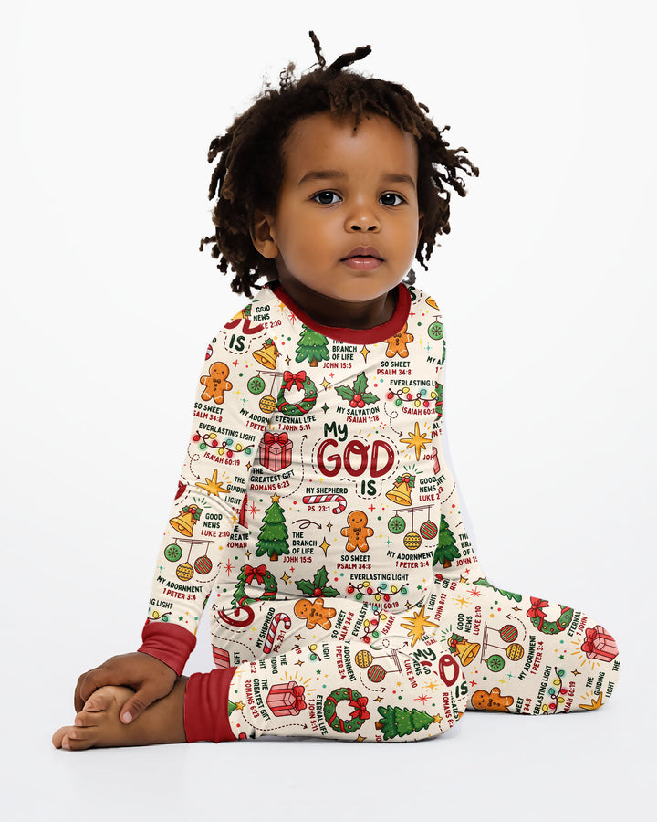 Christmas My God Is Bamboo Two Piece Long Sleeve Pajama Set
