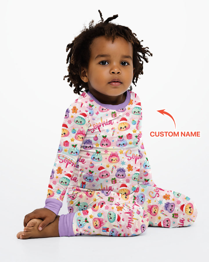 Christmas Dumpling Bamboo Two Piece Long Sleeve Pajama Set