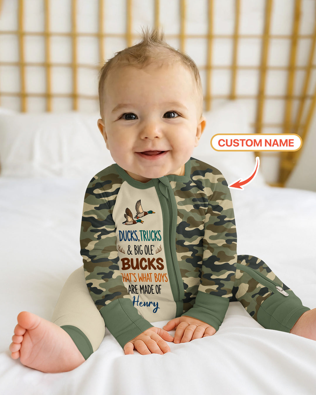 Custom Name Ducks, Trucks & Big Ole' Bucks Bamboo Convertible Zippy
