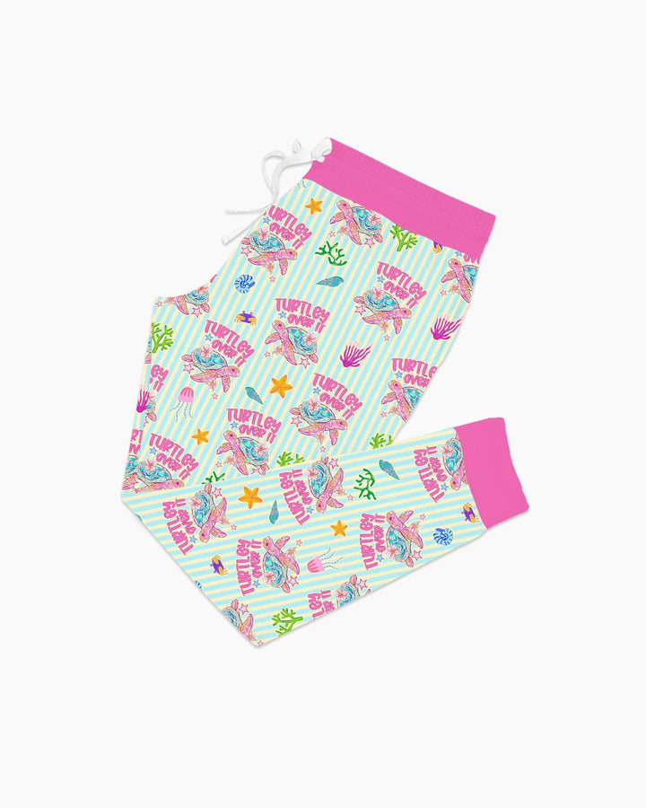 Turtley Over It Passender Familien-Bambus-Damen-Pyjama-Set