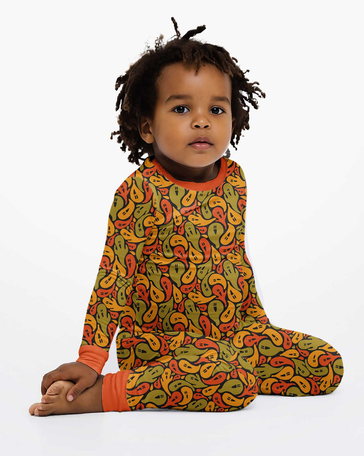 Retro Haunts & Happy Boos Bamboo Two Piece Long Sleeve Pajama Set