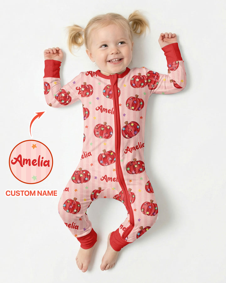 Colorful Star Pumpkin Custom Name Bamboo Convertible Zippy