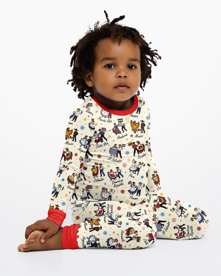 Zweiteiliges Langarm-Pyjama-Set mit Sommerfrüchten