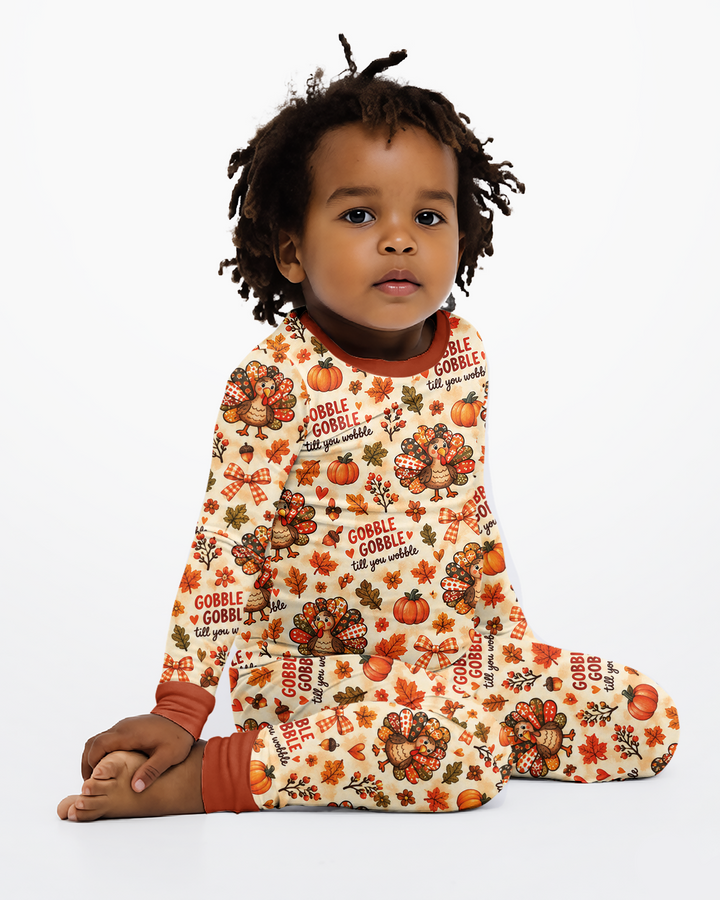 Gobble Gobble Till You Wobble Bamboo Two Piece Long Sleeve Pajama Set