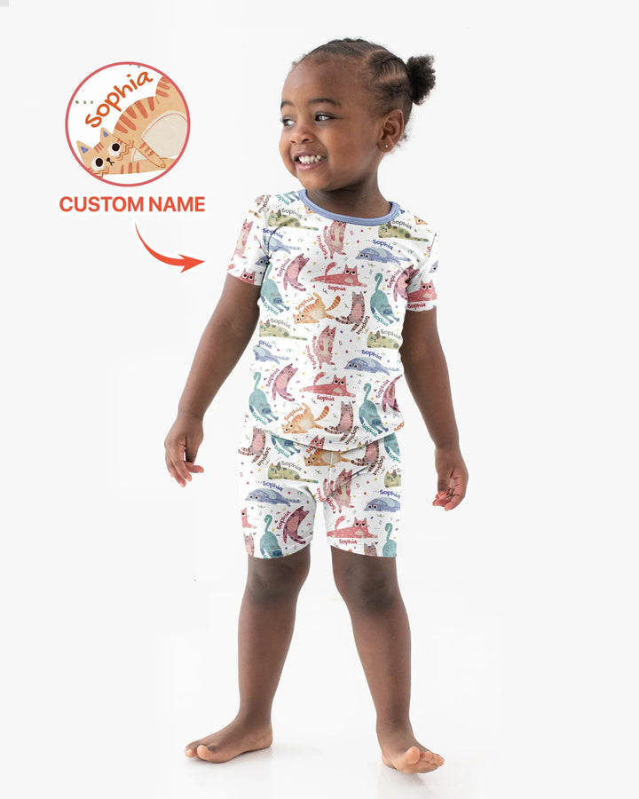 Zweiteiliges Pyjama-Set mit kurzen Ärmeln und Shorts im Sommer-Design