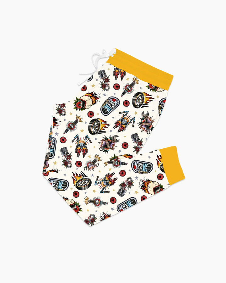 Born to Ride Together Familien-Pyjama-Set aus Bambus für Damen
