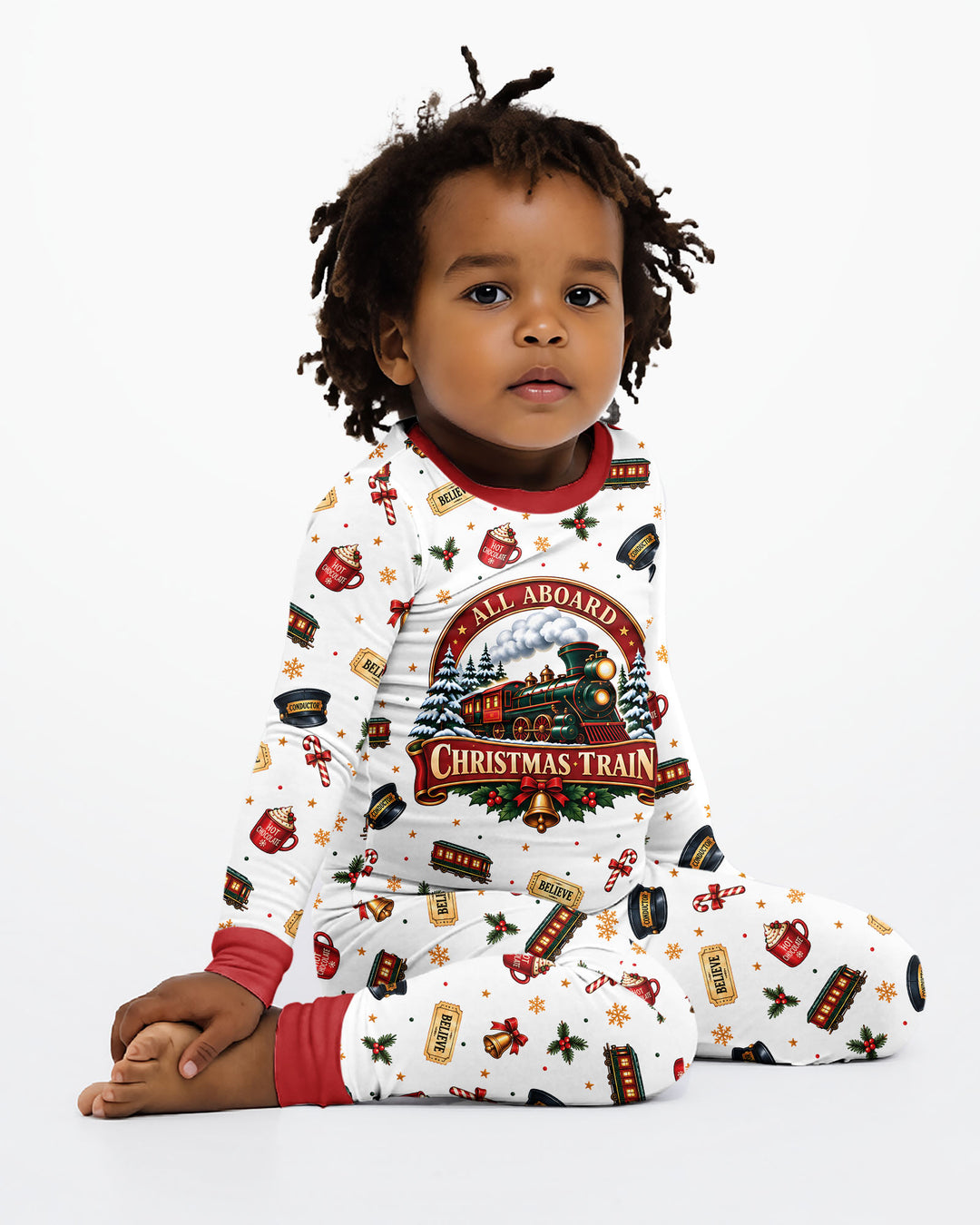 All Aboard Christmas Express Bamboo Two Piece Long Sleeve Pajama Set
