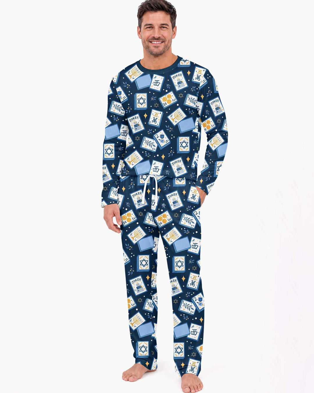 Mahjong Tov Hanukkah Family Matching Bamboo Men's Pajama Set
