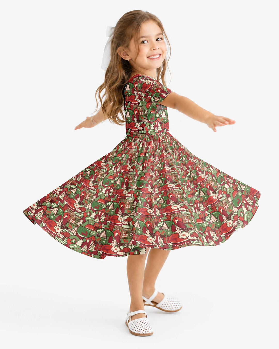 Christmas Time Mosaic Bamboo Twirl Dress
