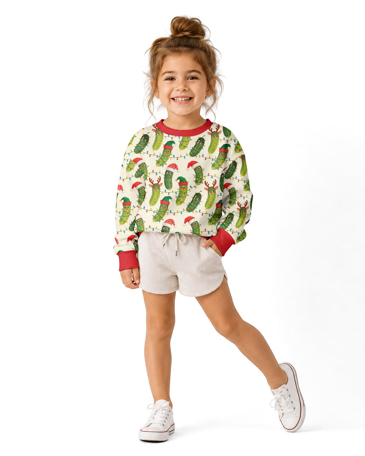 Cheerful Christmas Pickle Bamboo Crewneck Sweatshirt