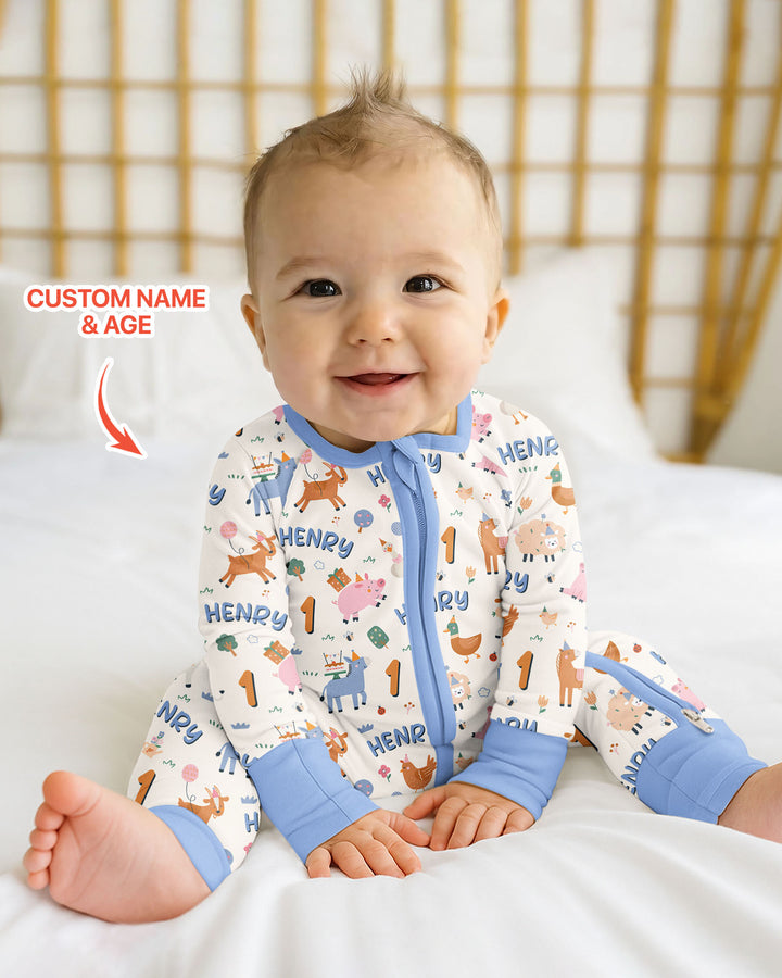 Personalized Farm Animals Birthday Bamboo Convertible Zippy