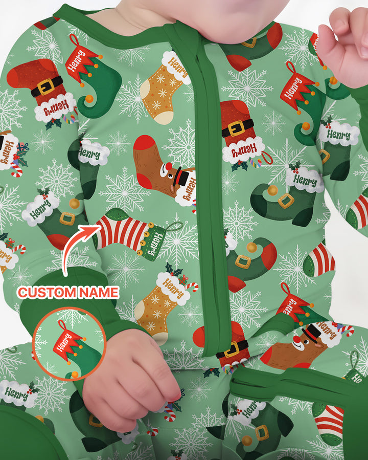 Personalize Christmas Crew Family Matching  Bamboo Convertible Zippy