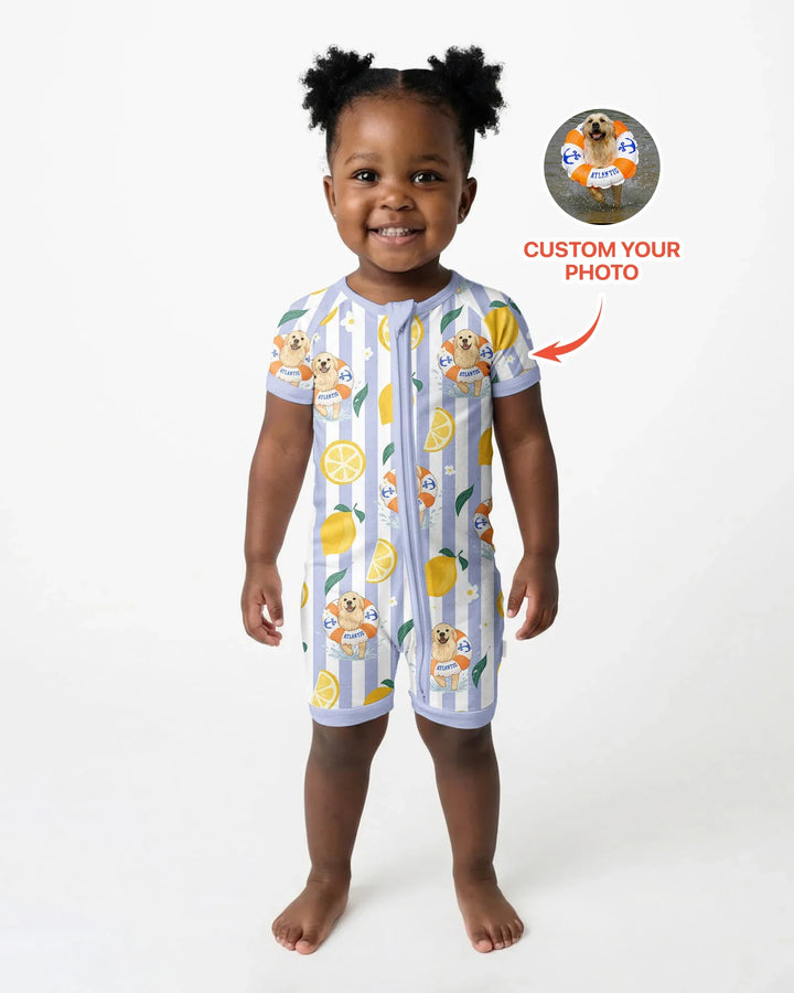 Custom Image Summer Lemon Bamboo Shorty Zippy