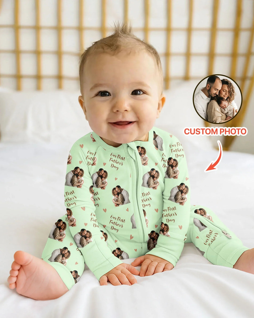 Gerippte Babykleidung mit individuellem Foto - Weich &amp; Skizzenhaft