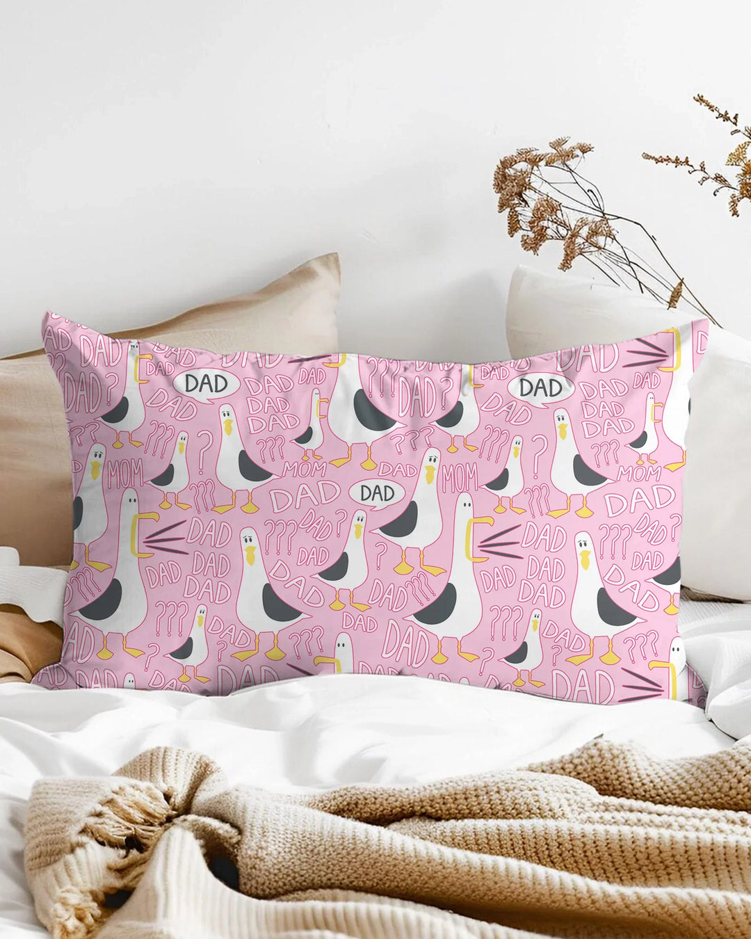 Funny Seagull DAD Bamboo Pillow Case
