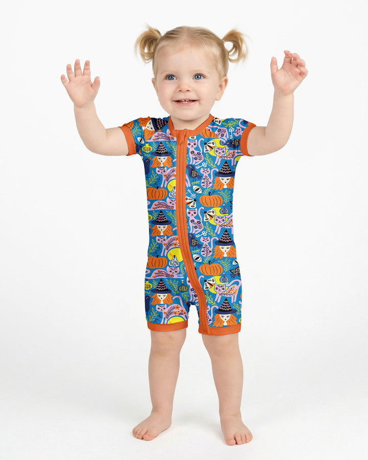Whimsical Witch Cats Bamboo Shorty Zippy