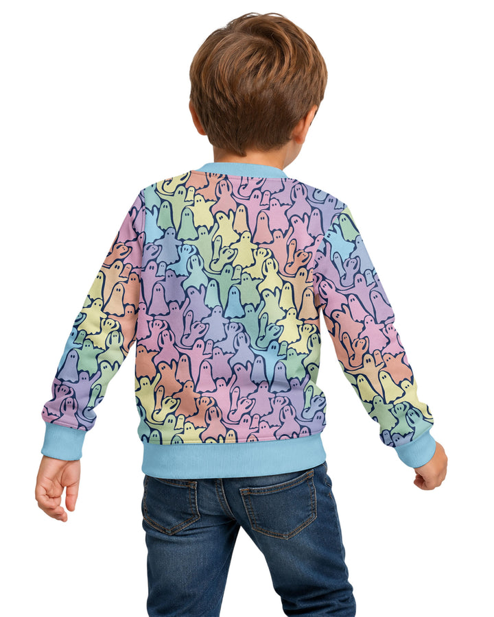 Pastel Rainbow Ghost Halloween Bamboo Crewneck Sweatshirt