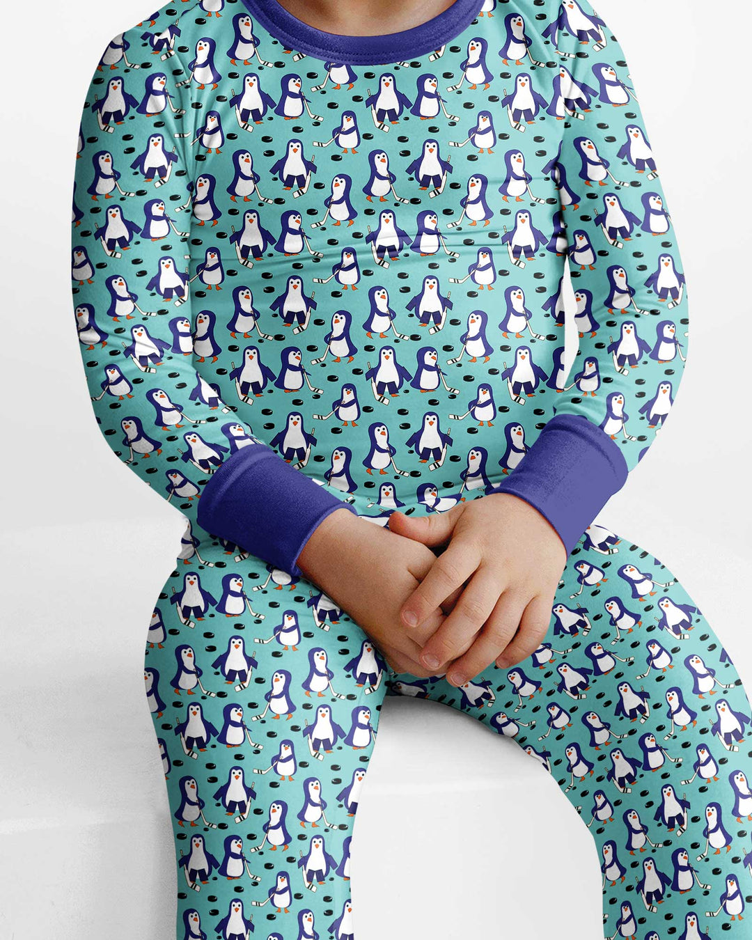 Penguin Hockey Bamboo Two Piece Long Sleeve Pajama Set