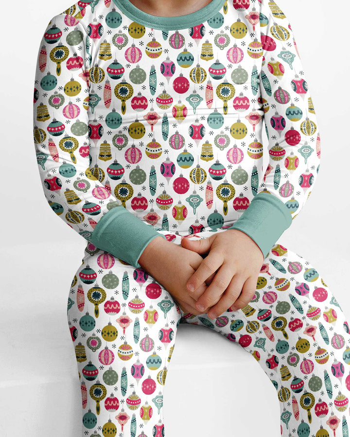 Tiny Christmas Ornaments   Bamboo Two Piece Long Sleeve Pajama Set