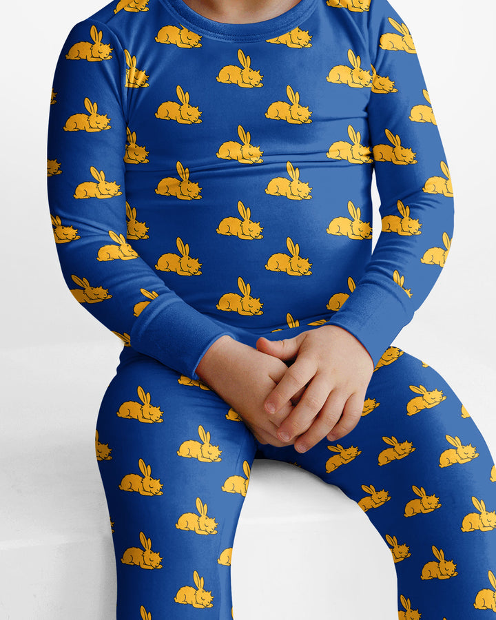 Sleepy Golden Bunnies Bamboo Two Piece Long Sleeve Pajama Set