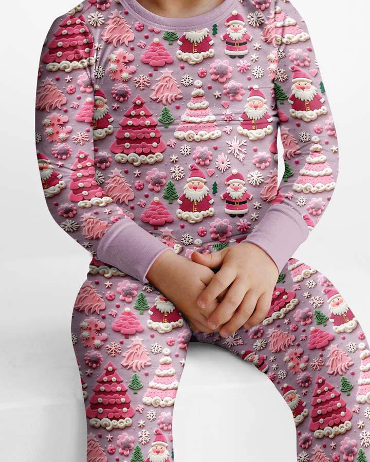 Pink Snowmen Bamboo Two Piece Long Sleeve Pajama Set