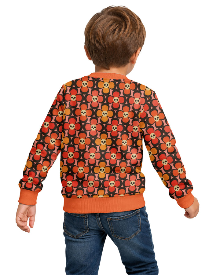 Retro Skull Flower Halloween Bamboo Crewneck Sweatshirt