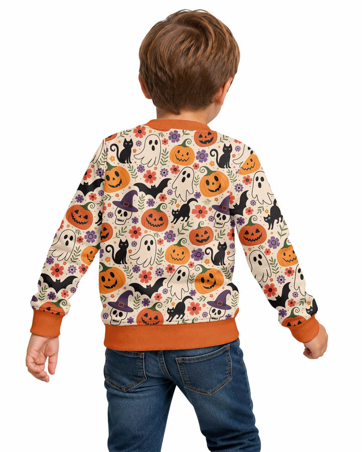 Spooky Halloween Floral Delight Bamboo Crewneck Sweatshirt