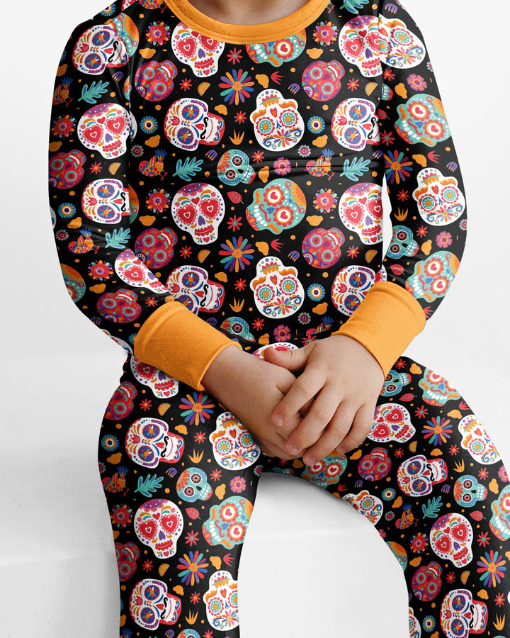 Día de los Muertos Mexico Halloween Bamboo Two Piece Long Sleeve Pajama Set