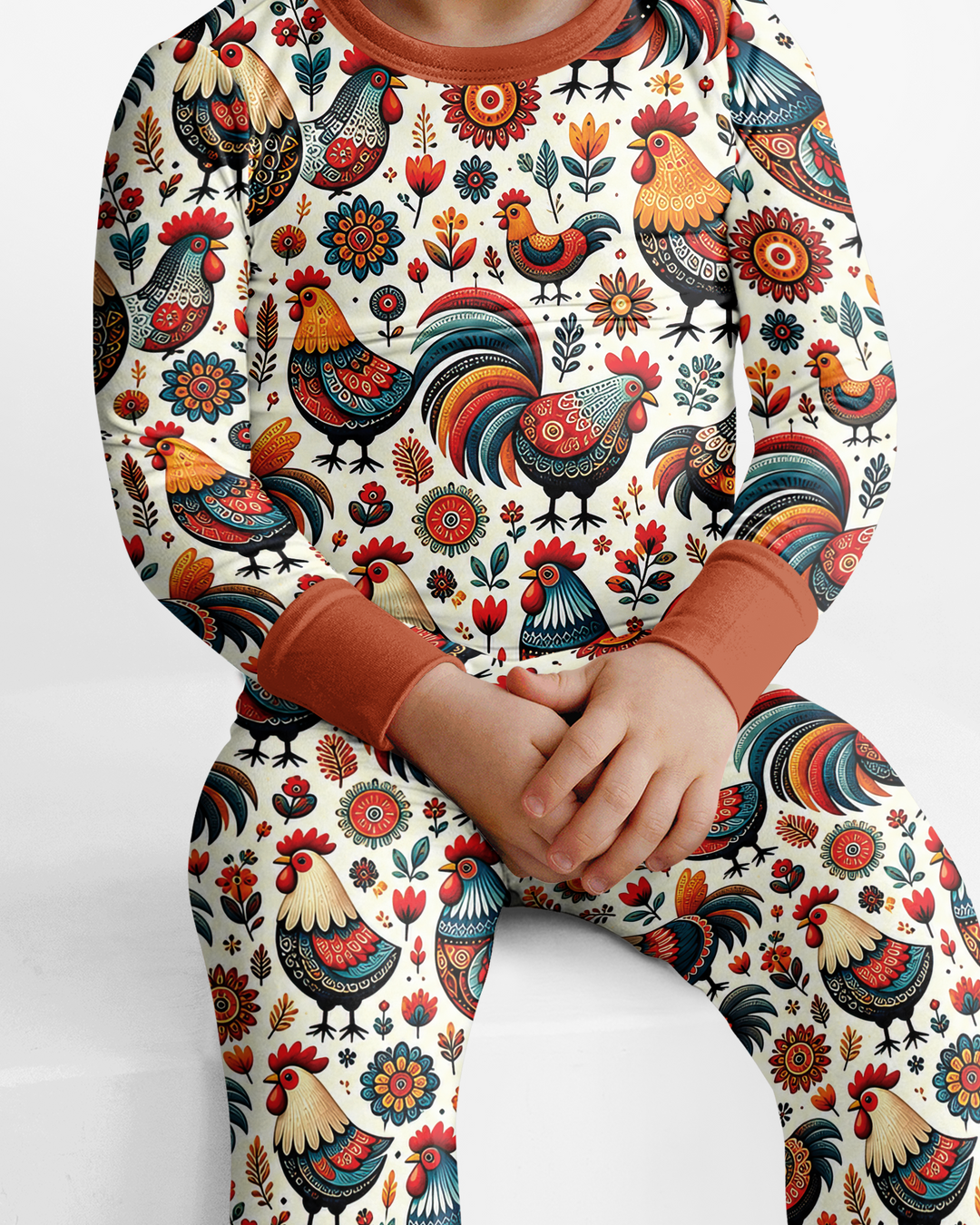 Country Chickens Bamboo Two Piece Long Sleeve Pajama Set