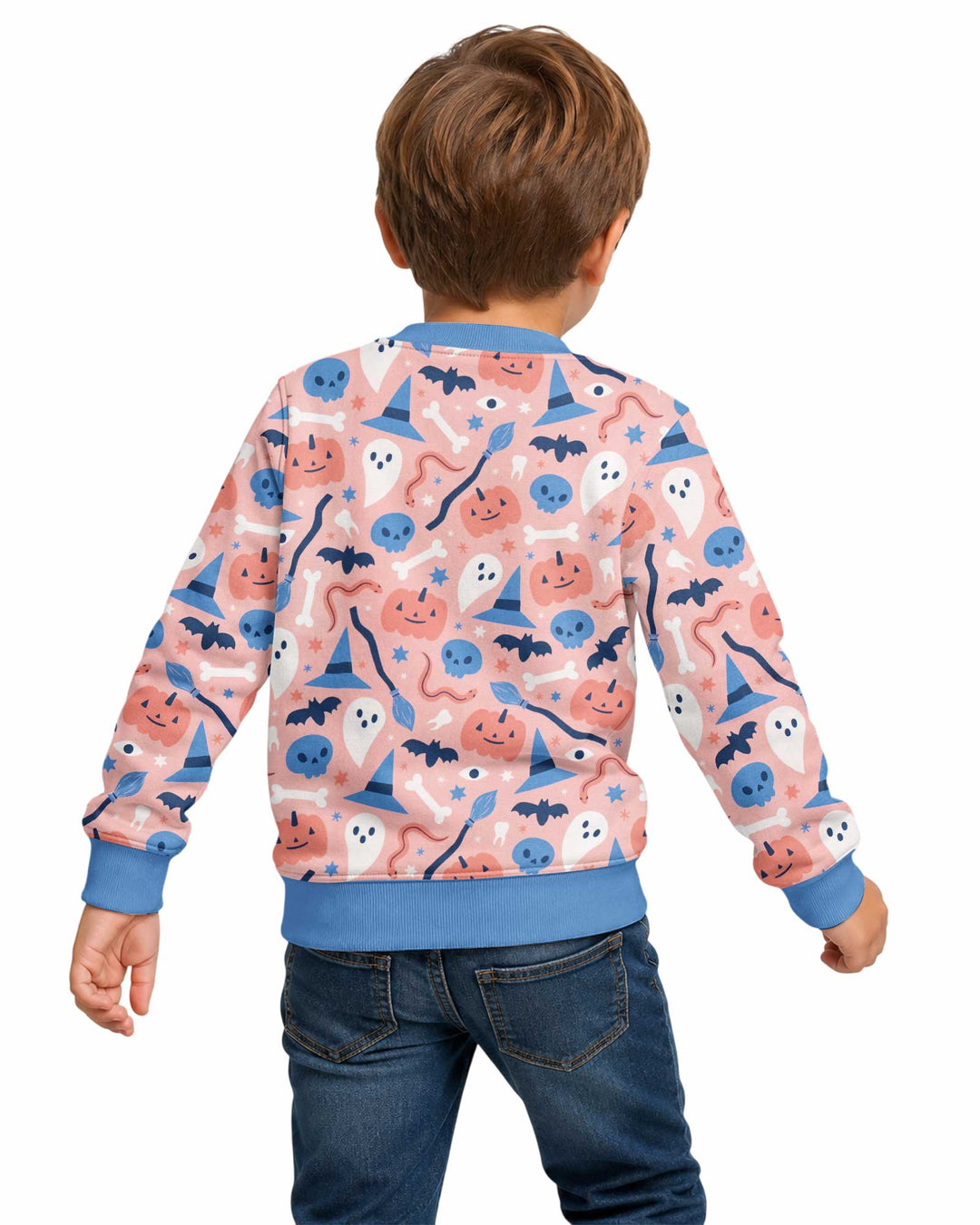 Pastel Pumpkins Skulls And Witch Craft Bamboo Crewneck Sweatshirt