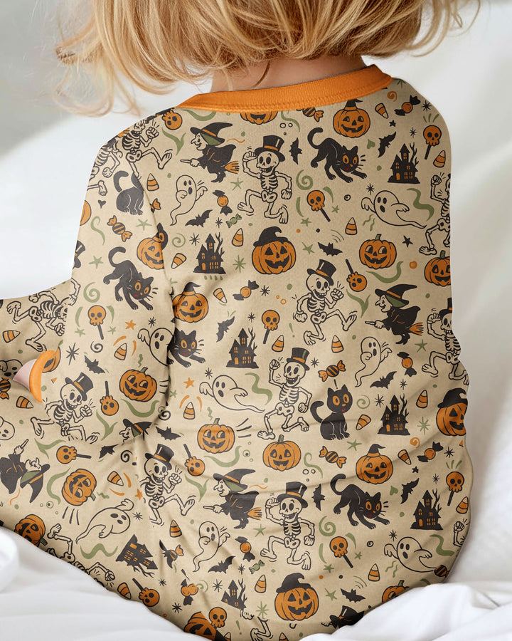 Vintage Skeleton Pumpkin Halloween Bamboo Convertible Zippy