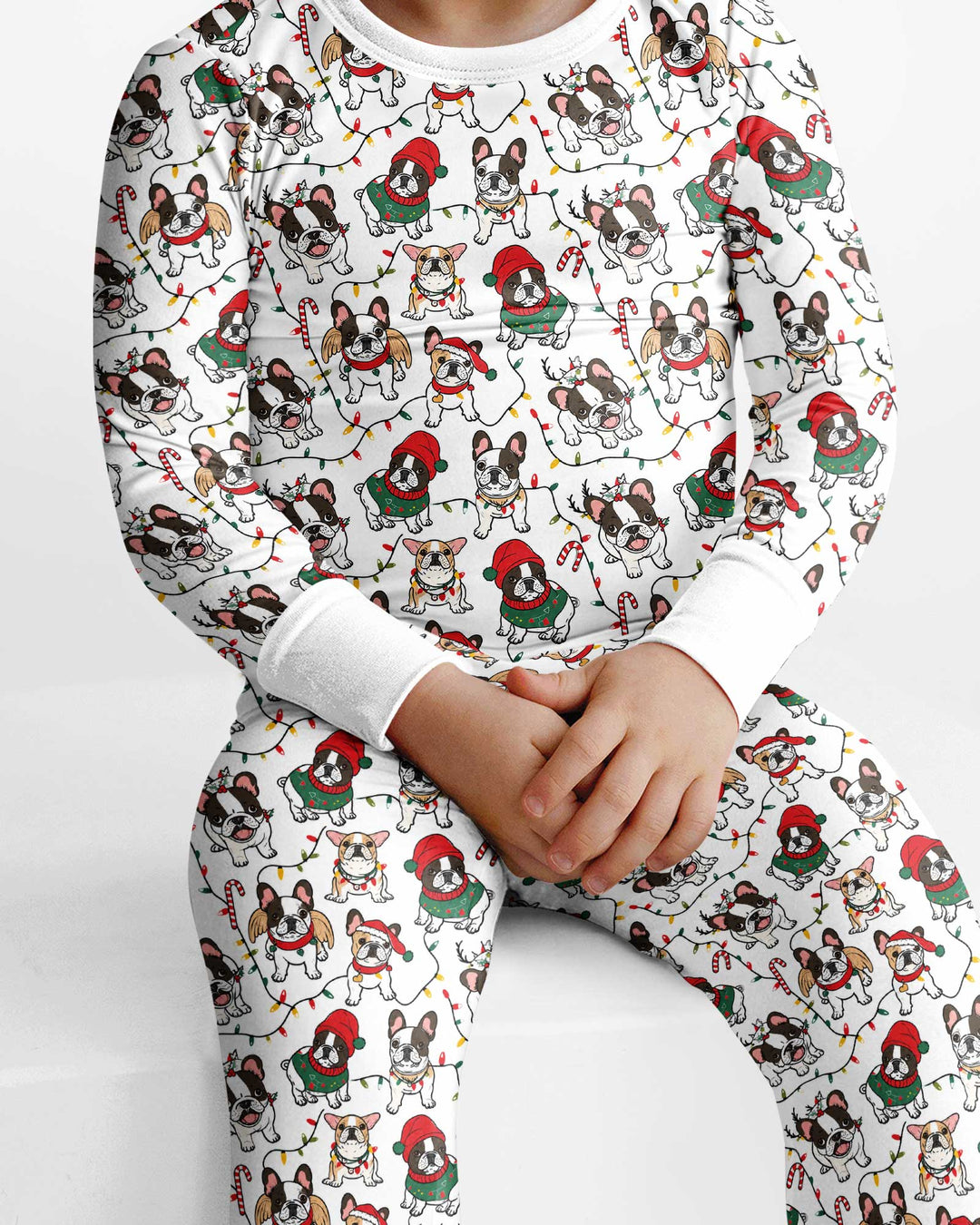 Bulldog Christmas Bamboo Two Piece Long Sleeve Pajama Set