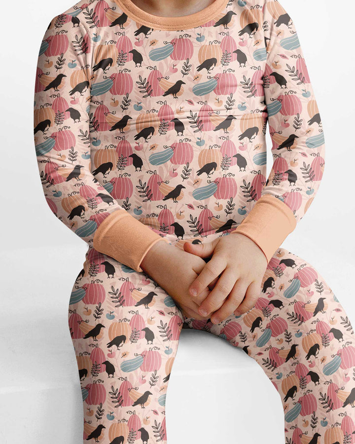 Pastel Pumpkin Patch Bamboo Two Piece Long Sleeve Pajama Set