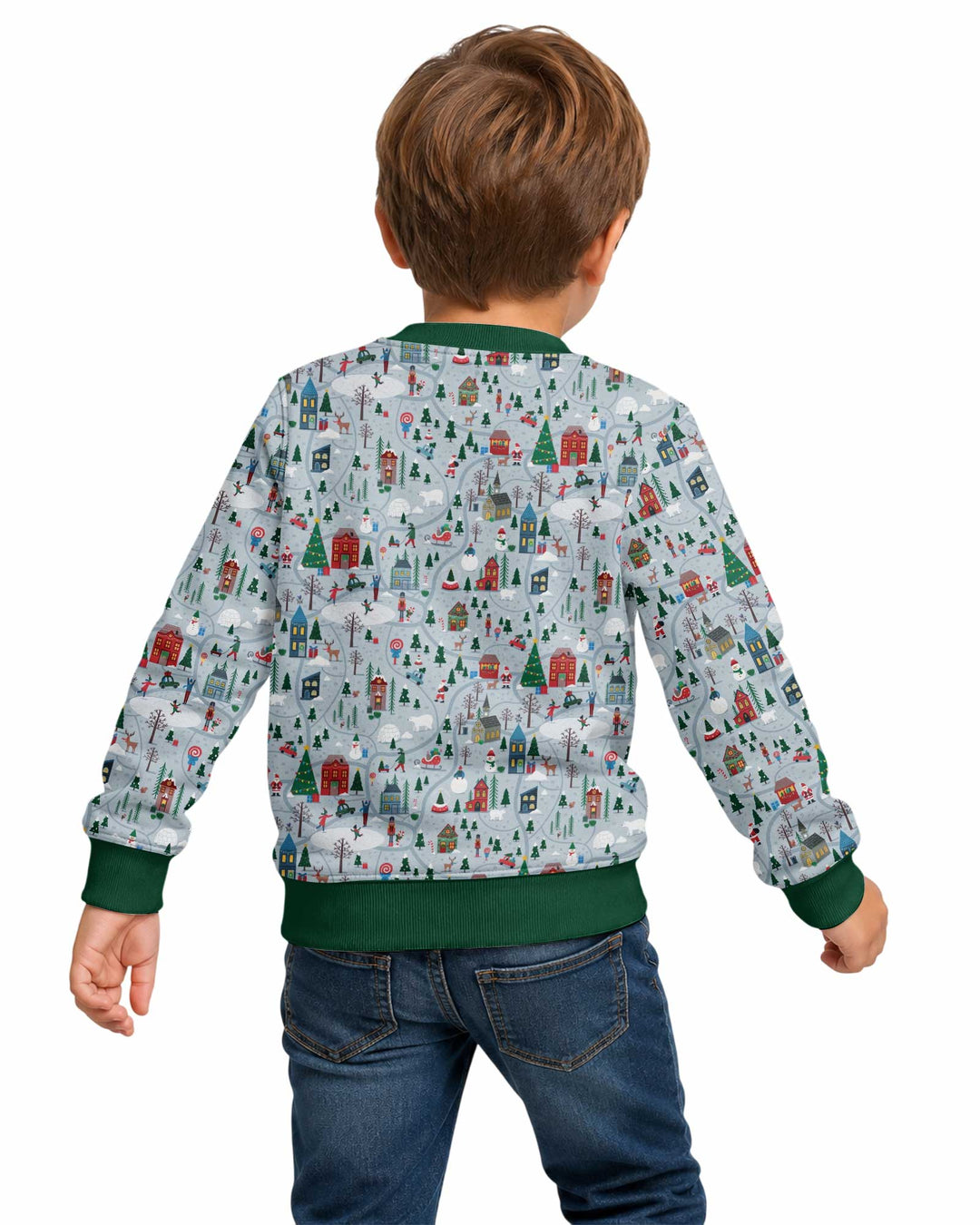 Snowy Christmas Village Map Bamboo Crewneck Sweatshirt