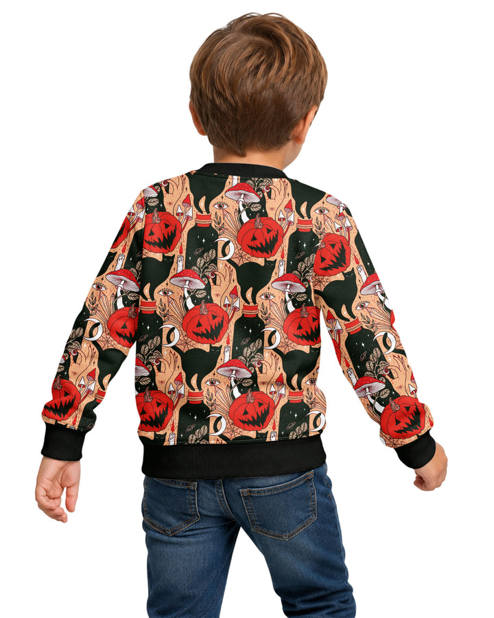 Black Cat And Pumpkin Halloween Bamboo Crewneck Sweatshirt