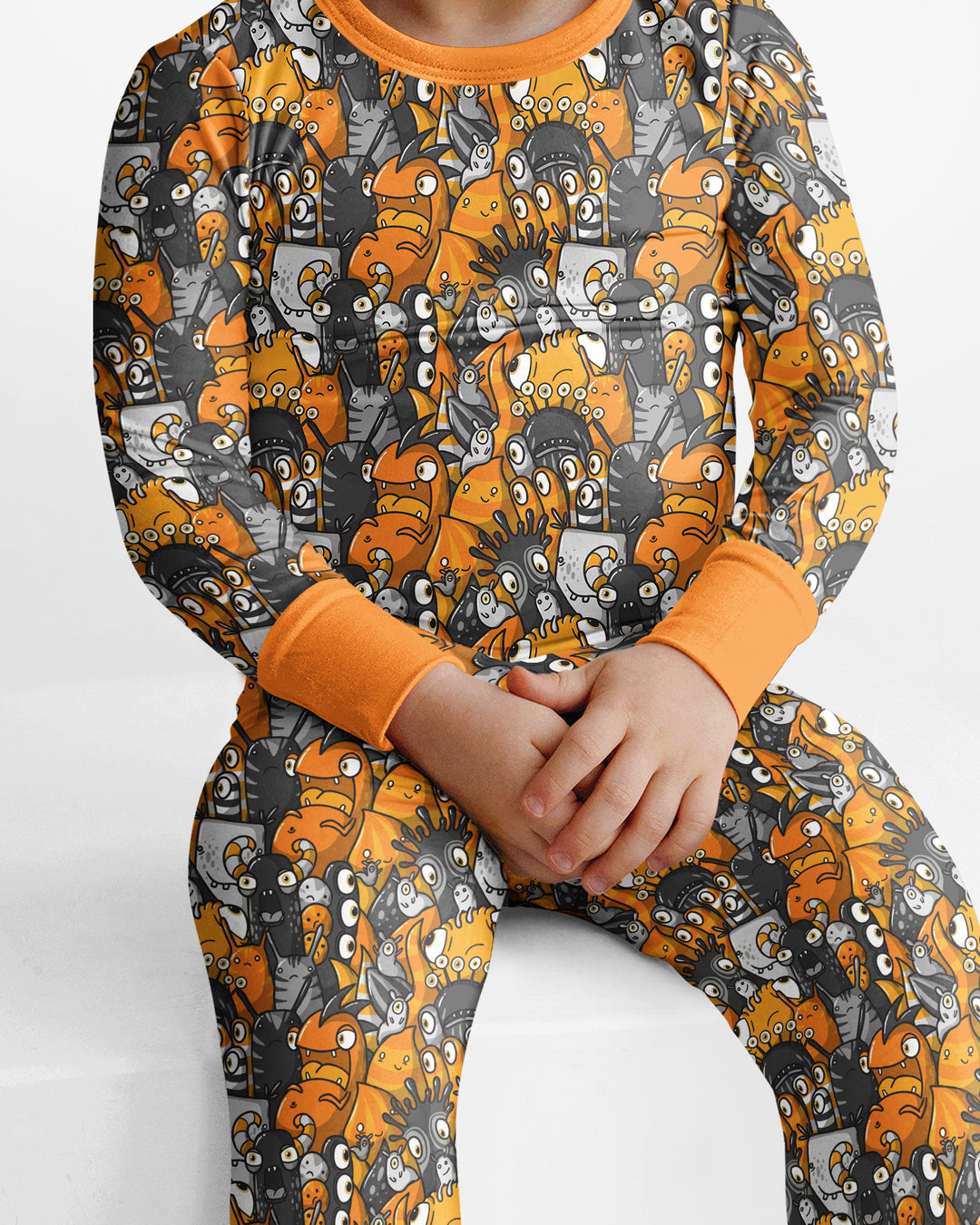 Colorful Doodle Monster Friends Bamboo Two Piece Long Sleeve Pajama Set