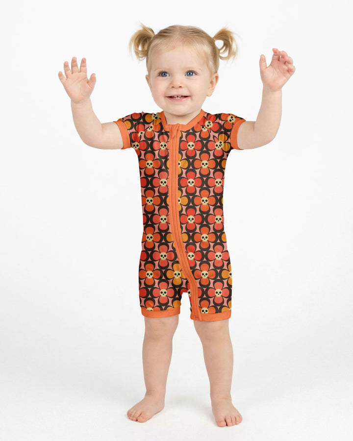 Retro Skull Flower Halloween Bamboo Shorty Zippy