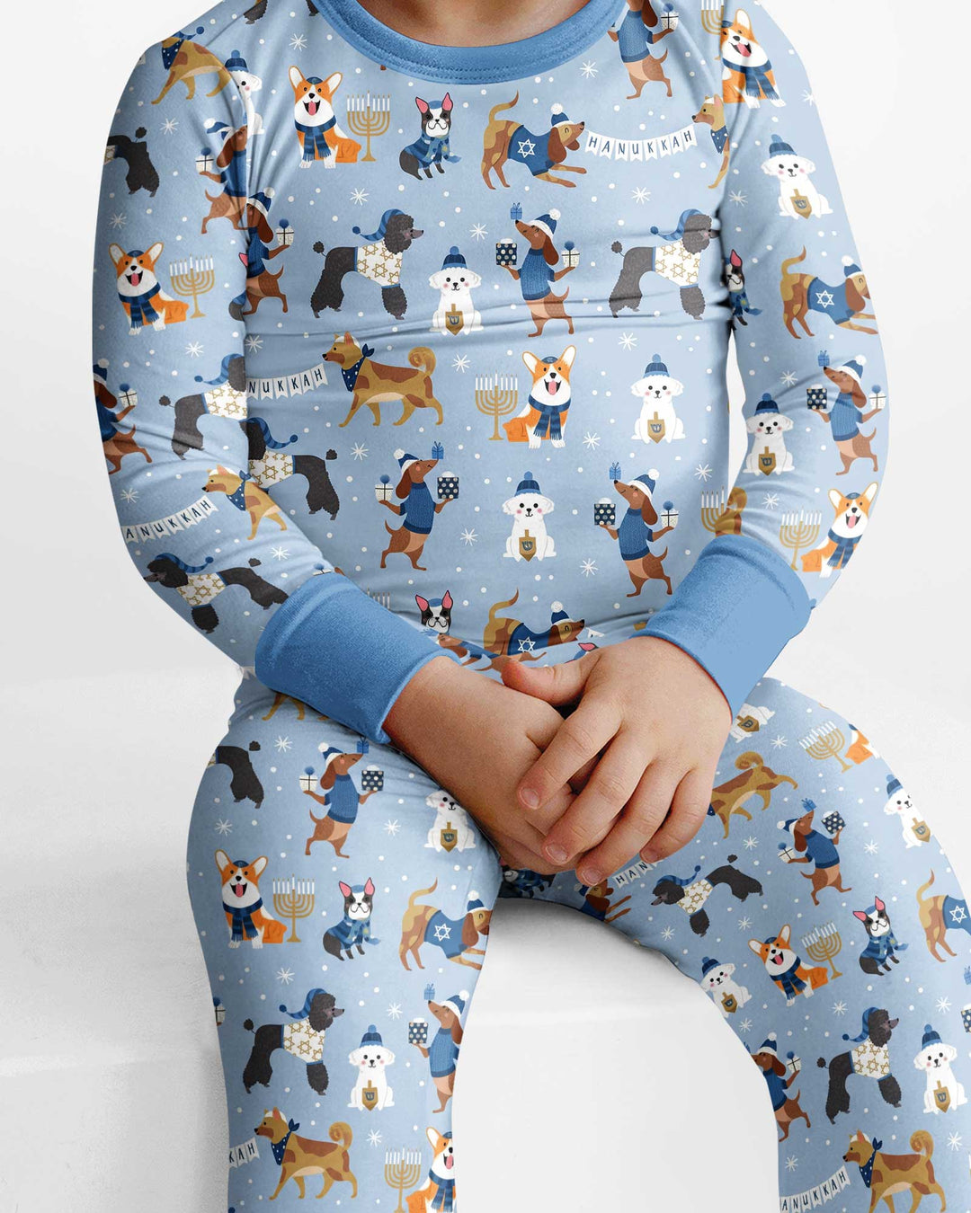 Hanukkah Dogs Bamboo Two Piece Long Sleeve Pajama Set