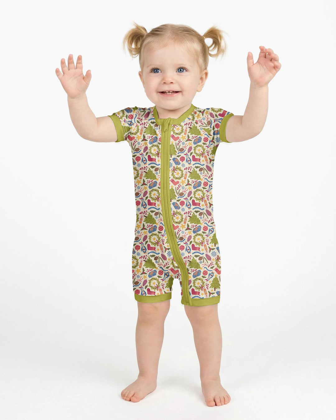 All Over Christmas Fun Bamboo Shorty Zippy