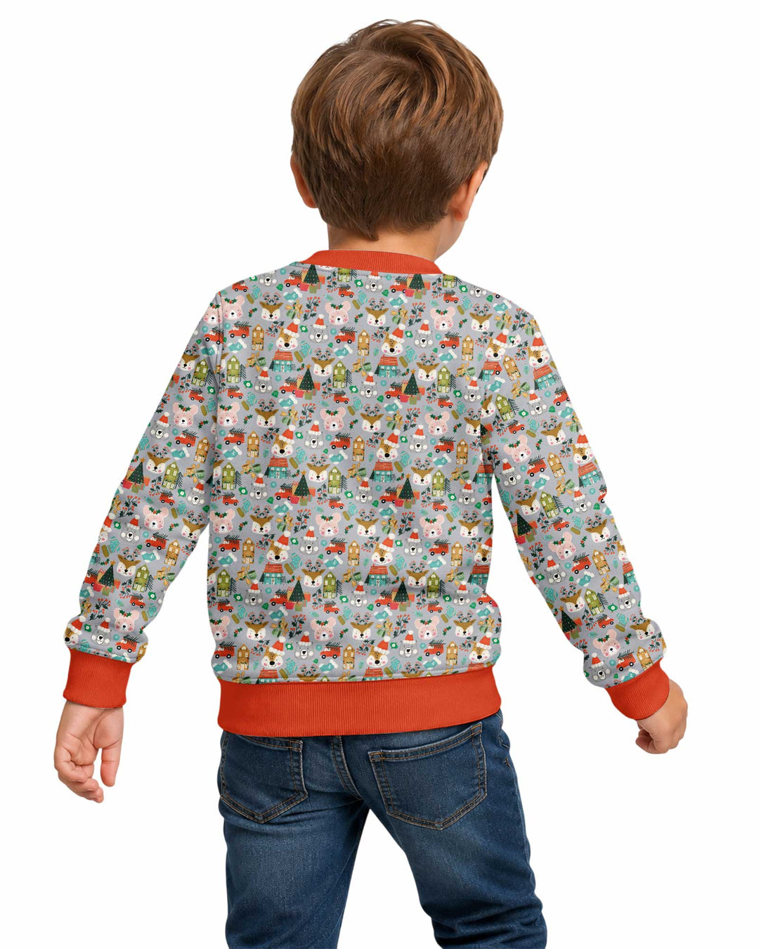 Christmas Woodland Deer Fox Bear Bamboo Crewneck Sweatshirt
