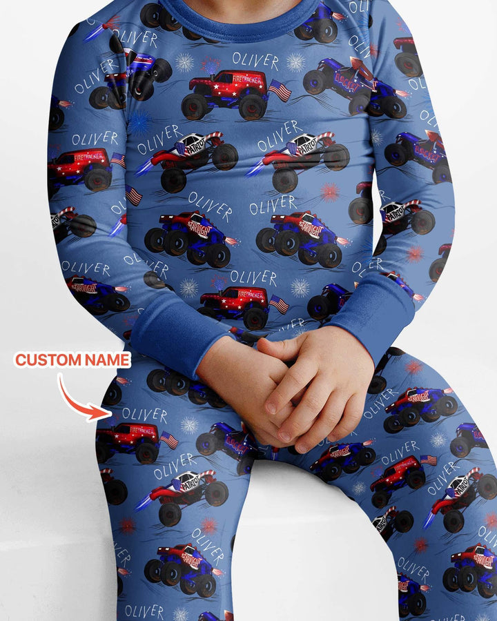 Zweiteiliges Langarm-Pyjama-Set mit Sommerfrüchten