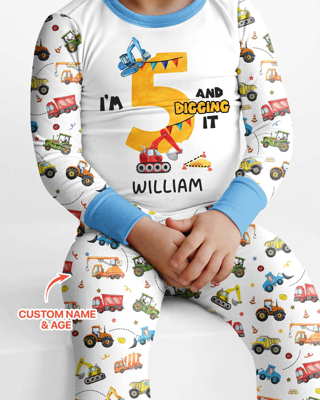 I'm Digging It Birthday - Personalized Name & Age Bamboo Two Piece Long Sleeve Pajama Set