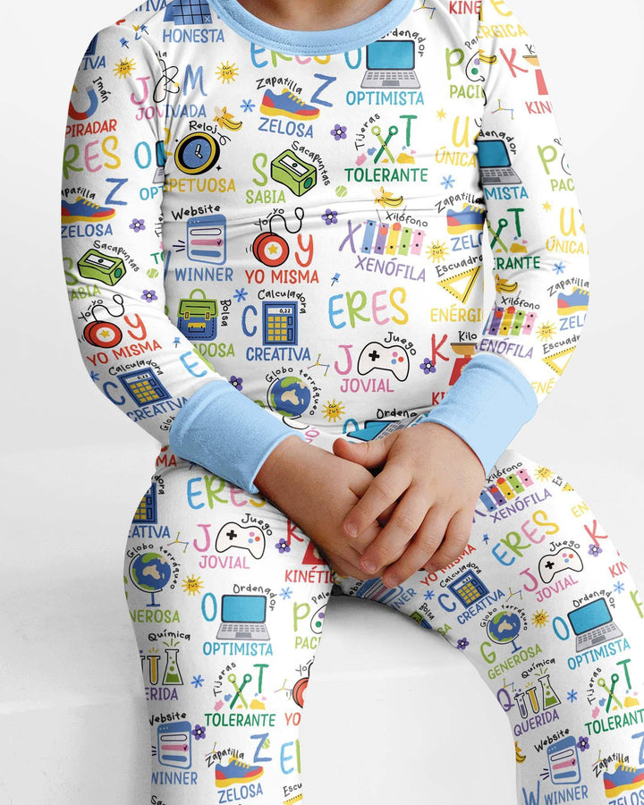 You Are Spanish Alphabet Version Bamboo Two Piece Long Sleeve Pajama Set